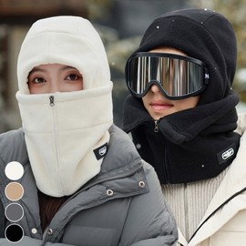 4-in-1 Unisex Fleece Zipper Hood Warmer ELM242 Black