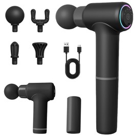 Behogan Massage Gun, 3200 RPM Hand Massager, Long Handle Massage Gun with 4 Massage Heads, 6 Speeds, USB C Charging Back Massage Gun, Muscle Massage, Relaxing, Gift for Family
