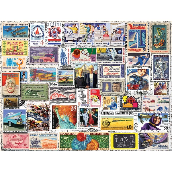 White Mountain Puzzles Classic Stamps - 500 Piece Jigsaw Puzzle