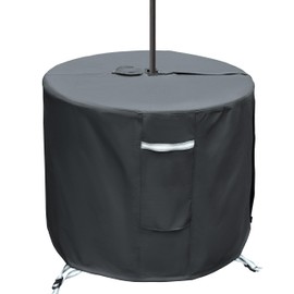 Round Patio Table Cover with Umbrella Hole - 24" Dia x 28" H (Cover Size，NOT Table Size) Heavy Duty Waterproof 600D Oxford Fabric Outdoor Lawn Patio Furniture Covers