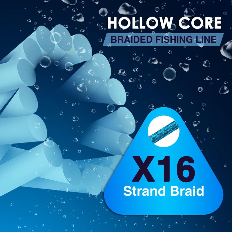 Reaction Tackle Hollow Core, 16 Strand Braided Fishing Line White