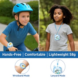Kids Walkie Talkies Rechargeable 2 Pack, Wearable Wrist & Lanyard Watch with Flashlight, Fun Stickers, Toys Gifts for Boys Girls Age 3-12 for Outdoor Camping, Hiking, Birthday, Christmas (Blue)