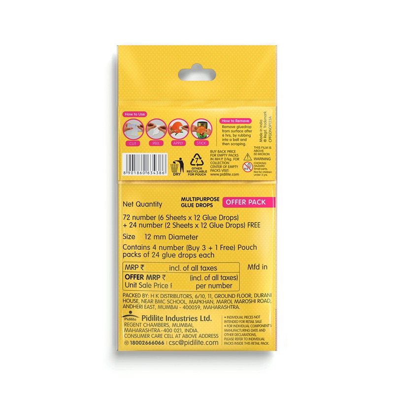 Fevicol Glue drops for instant and non messy, easy to