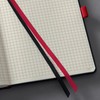 Sigel Hardcover Graph Notebook with Stylish Red Elastic Closure, Black,