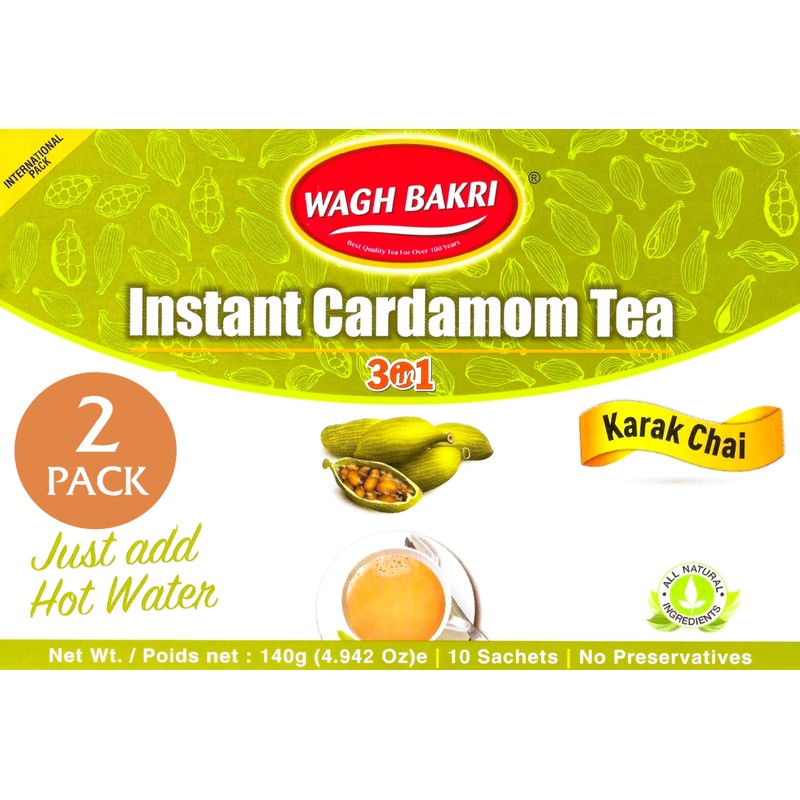 Wagh Bakri Instant Cardamom Chai Tea (Pack of 2)