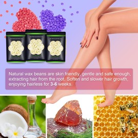 Wax Beads for Hair Removal 10.5oz/ 300g, Auperwel Hard Wax Beans for Brazilian, Face, Bikini, Eyebrow, Legs, At Home Painless Waxing Beads for Women Men 3 packs