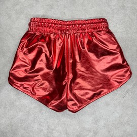 Girls Metallic Shorts Sparkle Hot Pants Shiny Dance Shorts Outfits Party Costume Atletic Short Pants Red Size 130/6-7 Years