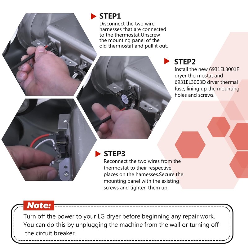 Dryer Thermal Fuse 6931EL3003D 6931EL3001F Dryer Thermostat kit by Puxyblue