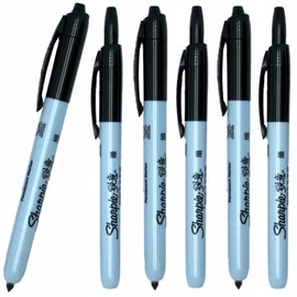 Newell Brands 6 x Sharpie Fine Point Retractable Permanent Markers, Black - for Plastic, Glass, Wood, Metal, Fabric & More [ASIA IMPORT]