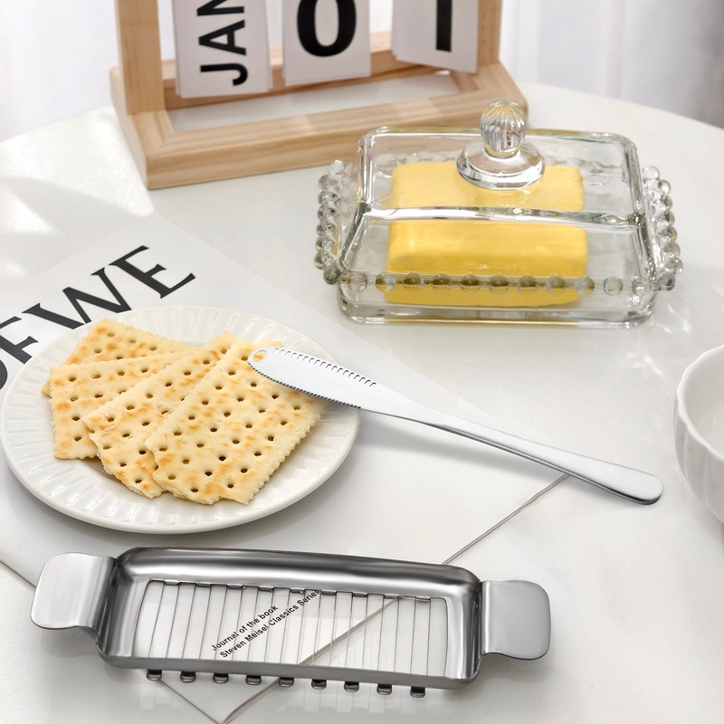 ‌6.7in Clear Glass Butter Dish with Lid for Countertop -
