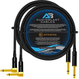 Audioblast - 2 Units - 5 Foot - HQ-1 - Braid (Black) Flexible-Dual Shielded(100%)-Guitar Instrument Effects Pedal Patch Cable w/Eminence Straight & Angled Gold ¼ inch (6.35mm) TS Plugs & Double Boots
