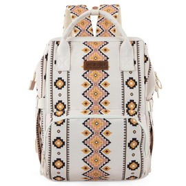 Wrangler Aztec Backpack for Women Casual Daypack Travel Bags with Side Bottle Pockets - Color: *Tan
