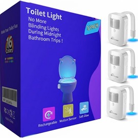 Witshine Toilet Light Motion Sensor Activated 3Pack, Rechargeable Color Changing LED Night Lights Inside Toilet Bowl, Cool Gadgets for Bathroom Accessories, Unique Stuff for Men and Kids Birthday