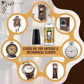 1 OZ Full Synthetic Clock Oil for Grandfather Clocks, Precision Needle Applicator Included, Clock Oil for Cuckoo, Wall & Mantle Clocks, Watch, Revives Stuck Movements(Non Kit)