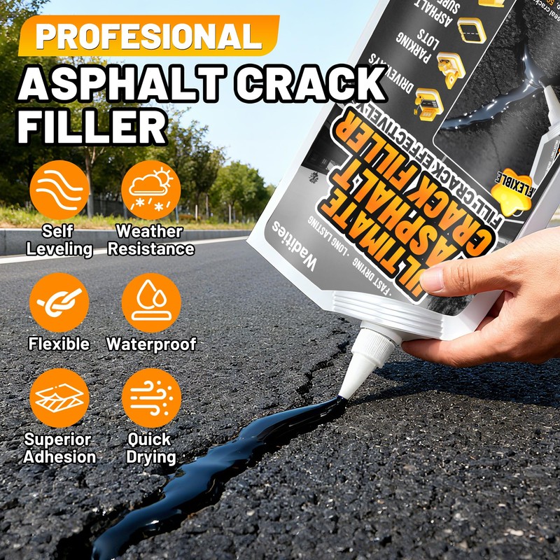 Asphalt Crack Filler, 2.65LB High Elasticity Cement Crack Filler, Self