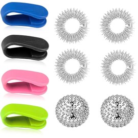 Pack of 10 Skills, 4 Rings, 4 Clips, 2 Hedgehog Ball, Skills Borderline, Panic Attacks, Panic Attacks Aid, Acupressure Ring, Acupressure Clip, Portable Acupressure Device, Hand Clip, Acupressure