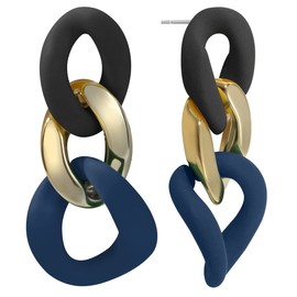 Mecool Elegant Geometric Eardrop Dangle Earrings for Women-Black and Blue | Colourful Earrings Ladies Jewellery | Sterling Silver Earring Pin Fashion Jewellery for Women