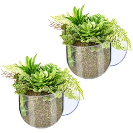 2 Pcs Aquarium Plant Holder Suction Cup Glass Plant Pots Fish Tank Plants Pot for Aquascape Decoration Red Worm Fish Feeder Aquarium Planter Cups for Water Feature Decoration