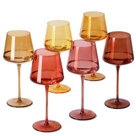 Terracotta Wine Glasses Set of 6- Hand-Blown Colored Crystal Stemware With Long Stem and Thin Rim,Crystal Glasses for Wine & Cocktails, Premium Gift for Wedding, Anniversary, Birthday – Hand Wash
