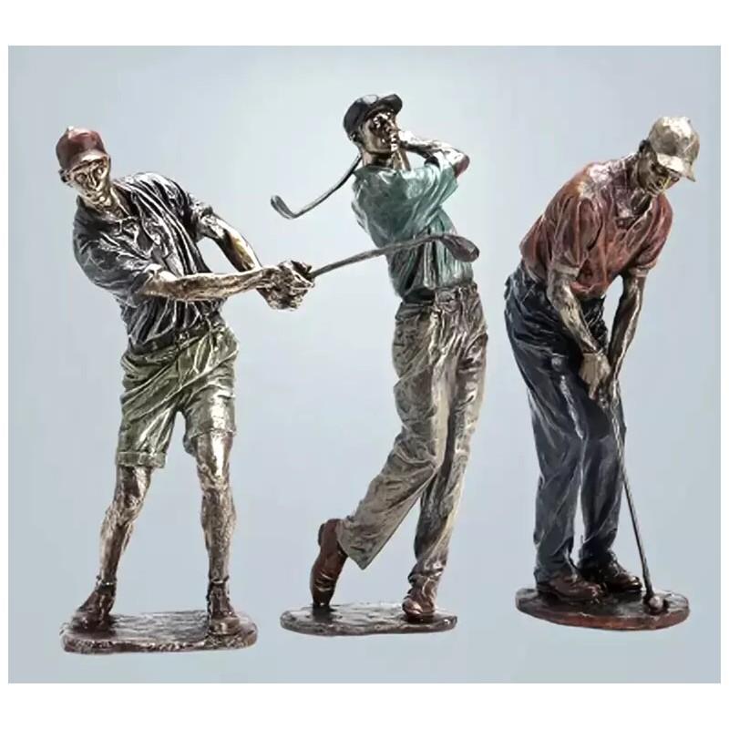 NEW. Classic Old-School Golfer In Chip-Swing Pose. Figurine Sculpture 15h