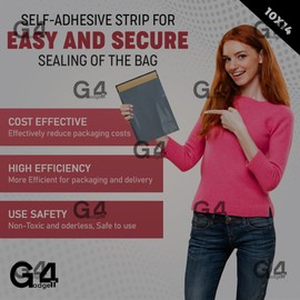 G4GADGET 100x 10 x 14 Inch Large Mailing Bags – Tear-Resistant, Waterproof Poly Bags for Shipping – Ideal for Packing Clothes & Parcels, Strong Self-Seal