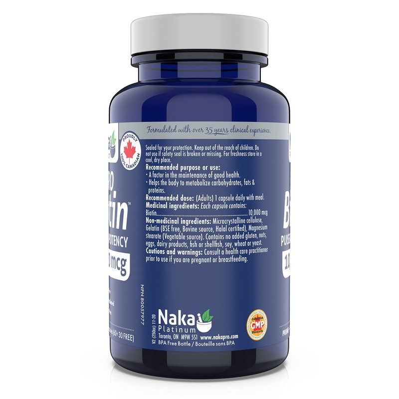 Naka Platinum PRO Biotin Maximum Potency 10,000 mcg promotes Healthy