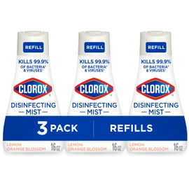 Clorox Disinfecting Mist, Lemon Orange Blossom, Disinfecting Refill, 16 Fluid Ounces, Pack of 3