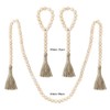 Shiwaki 3 Piece Set Wooden Bead Garland with Jute Tassel,