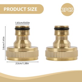 Pack of 2 1 Inch Male Thread Brass Quick Coupling, Tap Hose Connection Adapter, Garden Hose Adapter Tap, Hose Connector Brass for Garden, Household, Agriculture