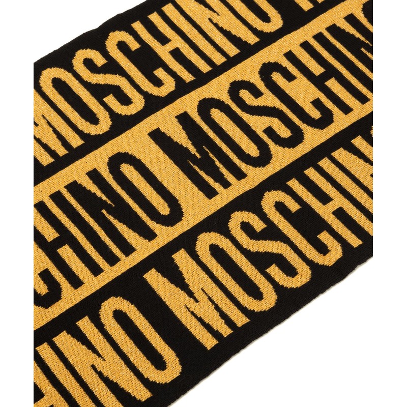 Moschino women wool scarf black - yellow