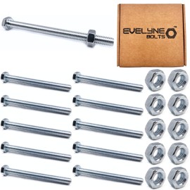 M6 Nuts & Bolt 10 Pack (M6 x 80mm Bolts & M6 Nuts) Hex Bolt/Setscrew Fully Threaded
