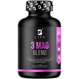 B Life Citrato, Óxido y Gluconato de Magnesio 500 mg | 110 Cápsulas | Alta absorción | Ingredientes Naturales | 3 Mag Blend