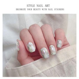 JMEOWIO Gel Nail Stickers Christmas Snowflake Semi Cured Gel Nail Strips Wraps UV/LED Nail Supplies Nail Art Design Decoration Accessories