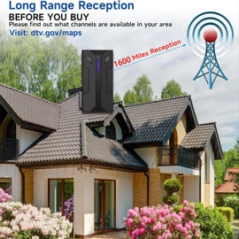 TV Aerial - Freeview Digital TV Antenna Indoor with Strong Signal UK 300+ Miles Range Smart TV Aerials Outdoor Support VHF/UHF/DAB Radio/4K/1080P (HE06)