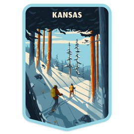 Die Cut Sticker Kansas, Better on Foot, Snowshoeing, Vinyl Sticker 3 to 6 inches, (Waterproof Decal for Cars, Water Bottles, Laptops, Coolers), Large