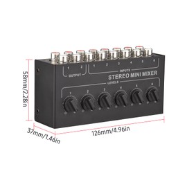 Sunydog Mini Audio Mixer Stereo Audio Interface Passive 6 Channel Stereo RCA Splitter with 6 Inputs and 2 Outputs Separate Volume Control for DJ/Karaoke