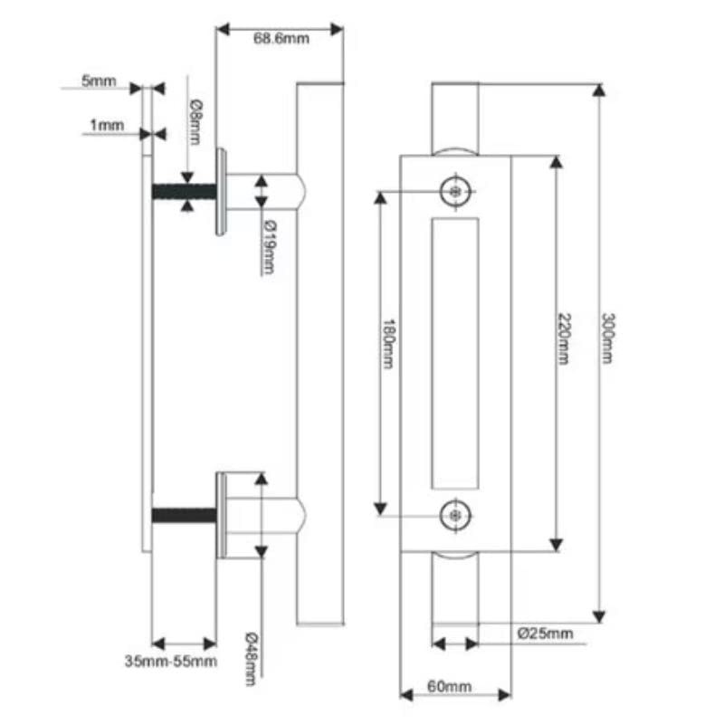 Satin Nickel Barn Door Handle/Pull