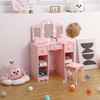 GAOMON Kids Vanity, Girls Vanity Table with Mirror, Light,Stool &