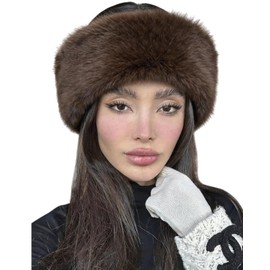 JUMISEE Faux Fur Headband for Women Winter Warm Wide Hair Band Fuzzy Ear Warmer No-Top Beanie Hat Elastic Headwear