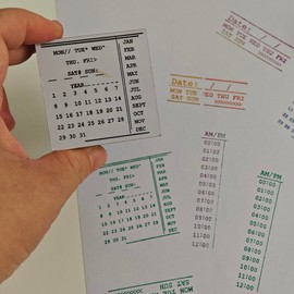 Journal Wooden Stamp Set Vintage Stamp Calendar Planner Week Date Organiser for Scrapbooking Card Making (Style1)