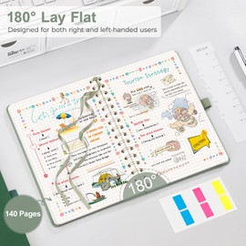 EMSHOI A5 Spiral Graph Paper Notebook – 5.7”x8.22” Leather Hardcover Journal for Men Women, 140 Pages Thick 100 GSM Grid Paper, for Writing, Engineering, Graphing & Professional Work – Black