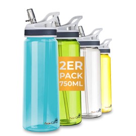 AceCamp Tritan Traveller Bottle, 350 ml/600 ml/ 800 ml, BPA Free, Water Bottle, Sports Bottle, Leak Proof, with Drinking Straw, Blau 800ml Doppelpack, 800ml