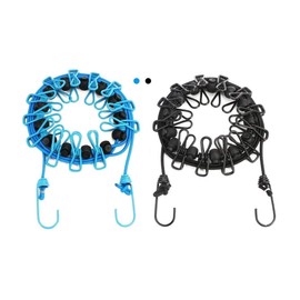 Newraturner 2 Pack Portable Clothesline with 12 Clothespins, Windproof Travel Stretchy Retractable Elastic Laundry Clothes Line for Backyard, Vacation Hotel, Balcony Drying