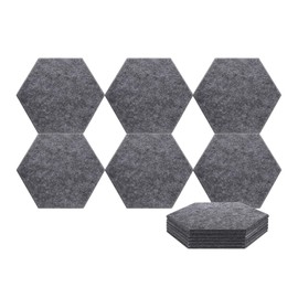 HARFINGTON 12pcs Acoustic Panels 10.2" x 11.8" x 0.3" Hexagon Self Adhesive Sound Proof Wall Panels High Density Sound Deadening Foam Panel for Home Office Recording Room Studio, Dark Grey