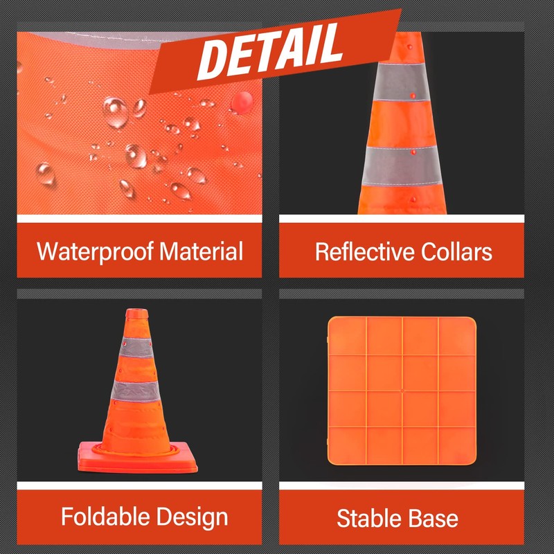 RoadHero 18 Inch [1 Pack] Collapsible Traffic Safety Cones, Multi