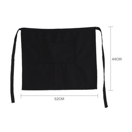 Polyester Black Half Apron Women Men Kitchen Cooking Waist Apron with Pockets, Defult.