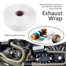 Exhaust Heat Tape, Exhaust Pipe Insulation Tape, 5M Car Insulation Tape, Exhaust Heat Tape with 4 Stainless Steel Cable Ties (White)