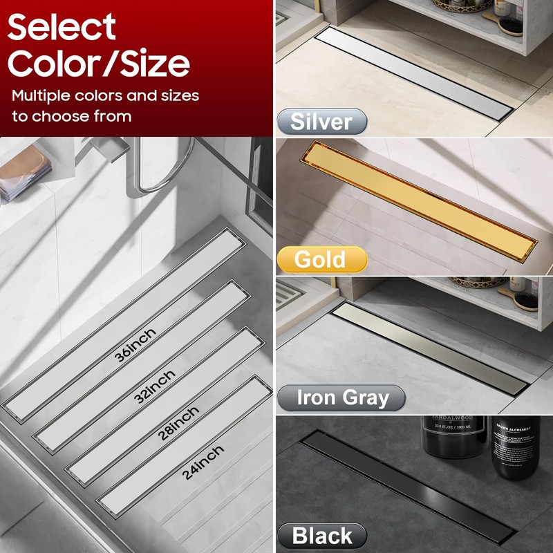 DLONE Linear Shower Drain | 48" AISI 304 Stainless Steel