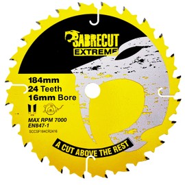 2 x SCCSFK184CR16 SabreCut 184mm 24T 40T x 16mm Bore Circular Saw Blades Compatible with Dewalt (DCS570, DCS572 & DWE560) Makita Milwaukee Ryobi and Many Others
