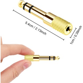 XKSIDA 8 PCS Headphone Adapter 3.5 to 6.35, Headphone Adapter Jack, Mini Jack to Jack Adapter Headphones Jack Adaptor Headphone Converter,Aux Jack Audio Plug 3.5mm Female to 6.35mm Male (Gold)